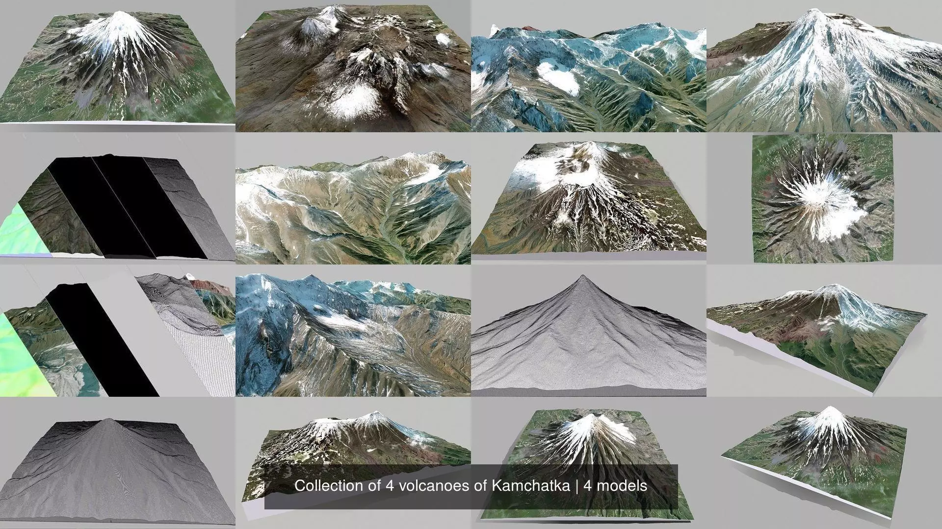 Collection of 4 volcanoes of Kamchatka _0