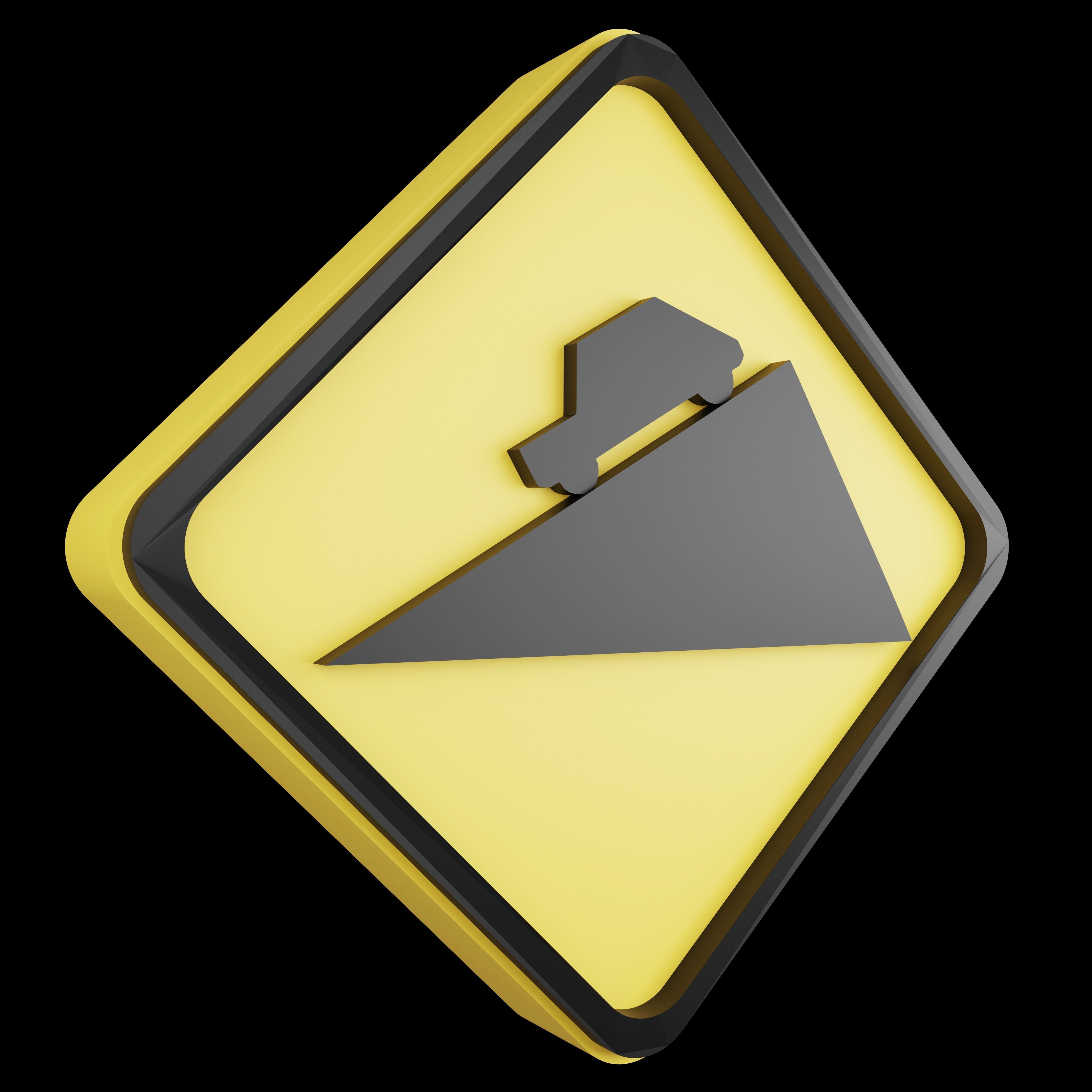 Road sign or Traffic sign 3D icon flat design collection no 4 Low-poly 3D model_14