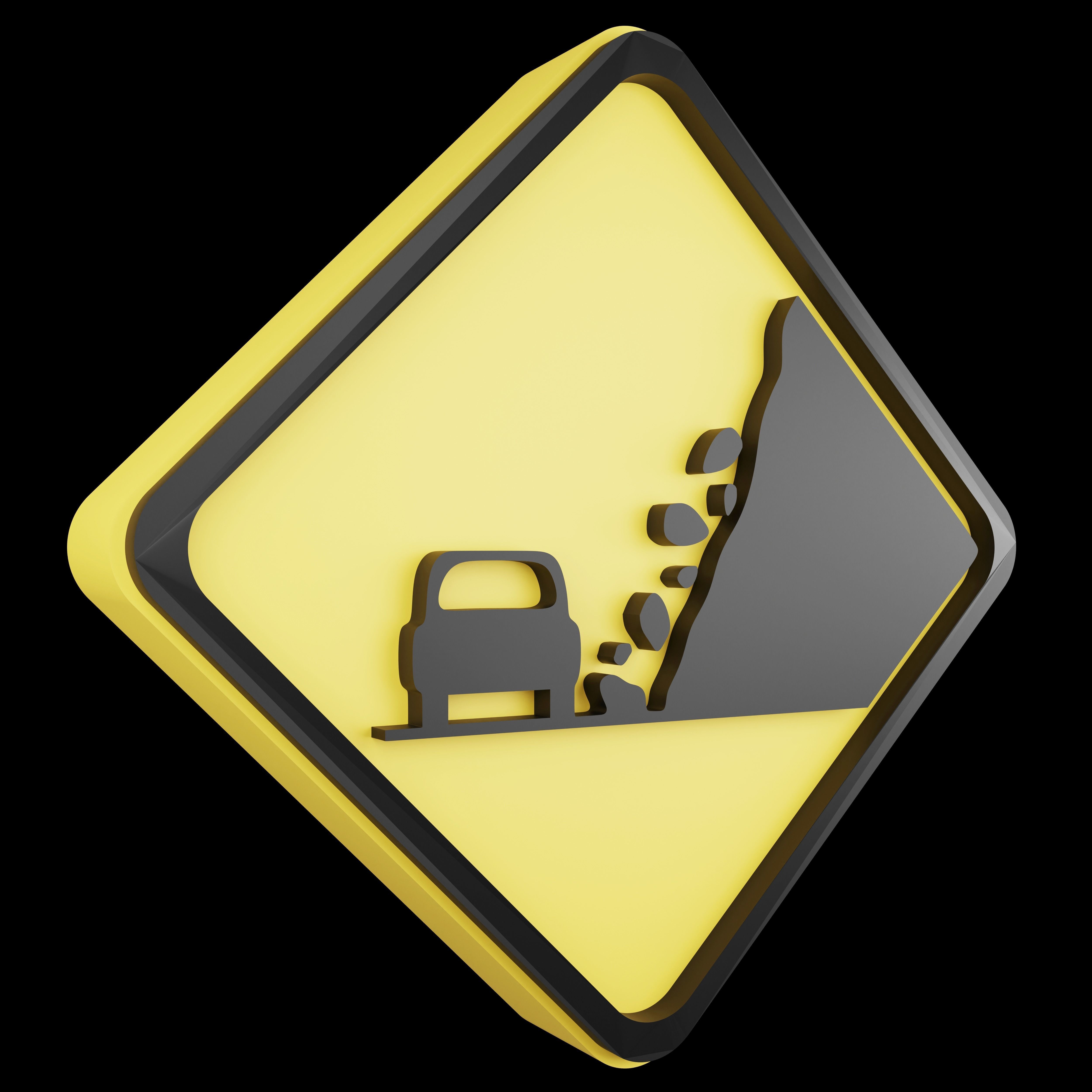 Road sign or Traffic sign 3D icon flat design collection no 4 Low-poly 3D model_16