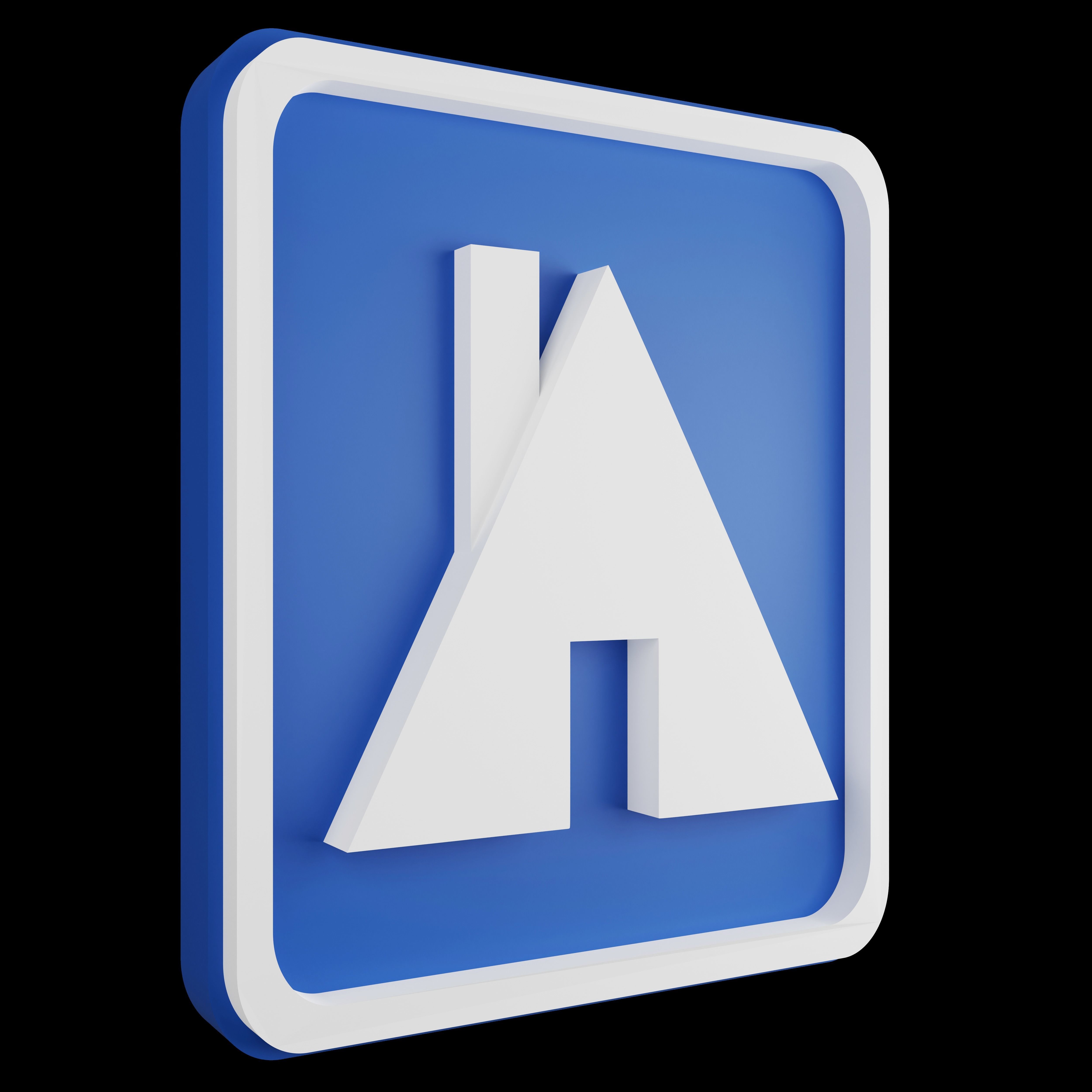 Road sign or Traffic sign 3D icon flat design collection no 4 Low-poly 3D model_8