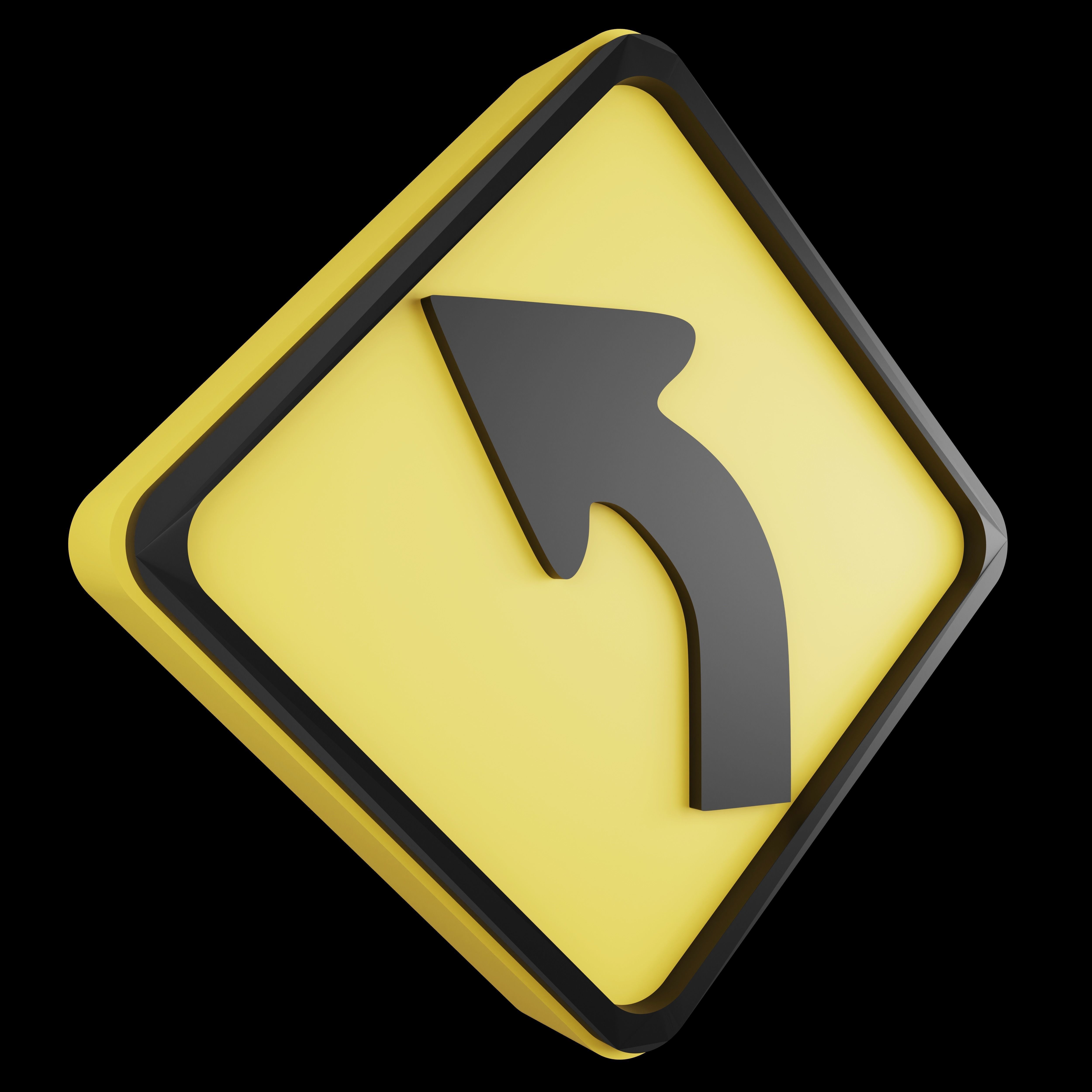 Road sign or Traffic sign 3D icon flat design collection no 4 Low-poly 3D model_11