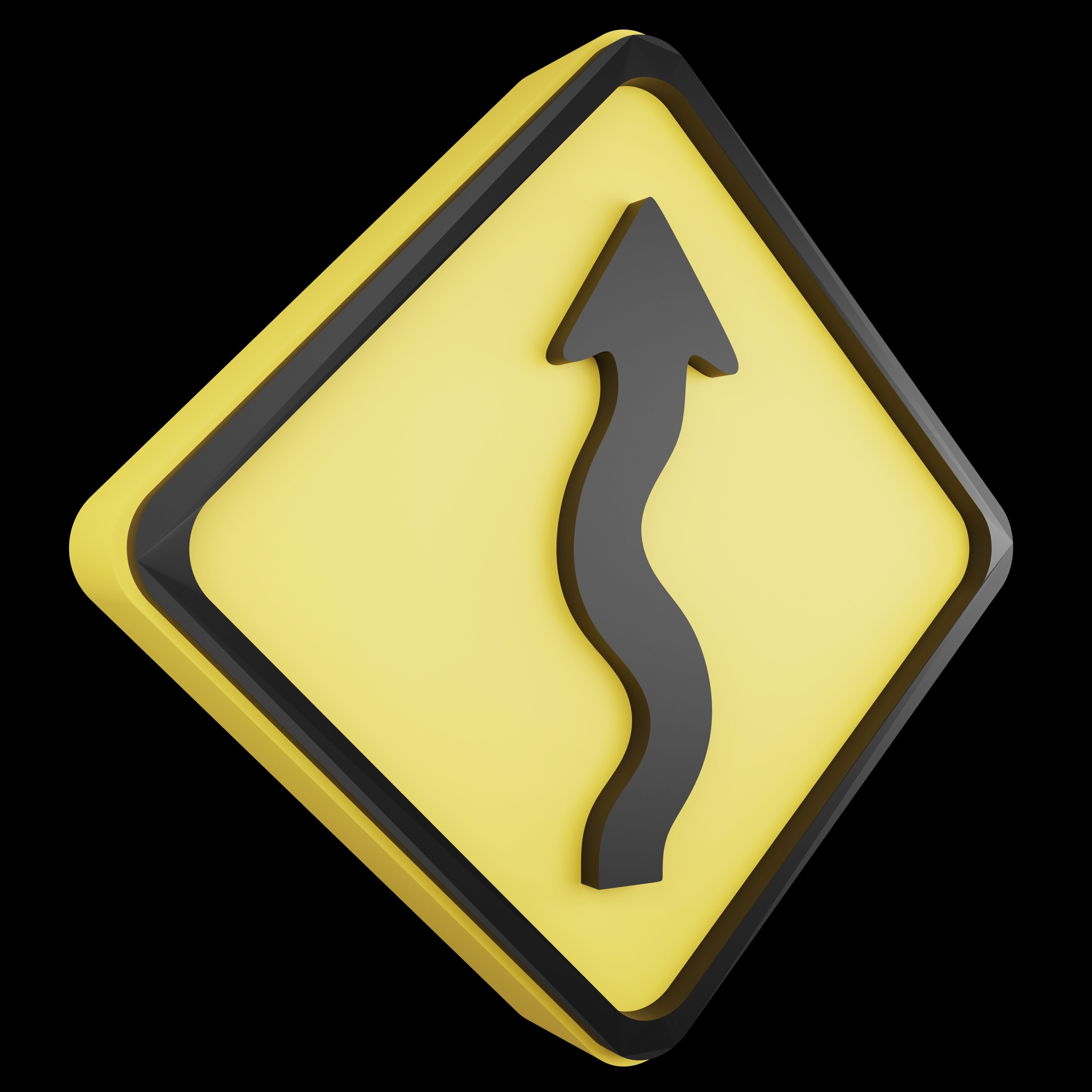 Road sign or Traffic sign 3D icon flat design collection no 4 Low-poly 3D model_19
