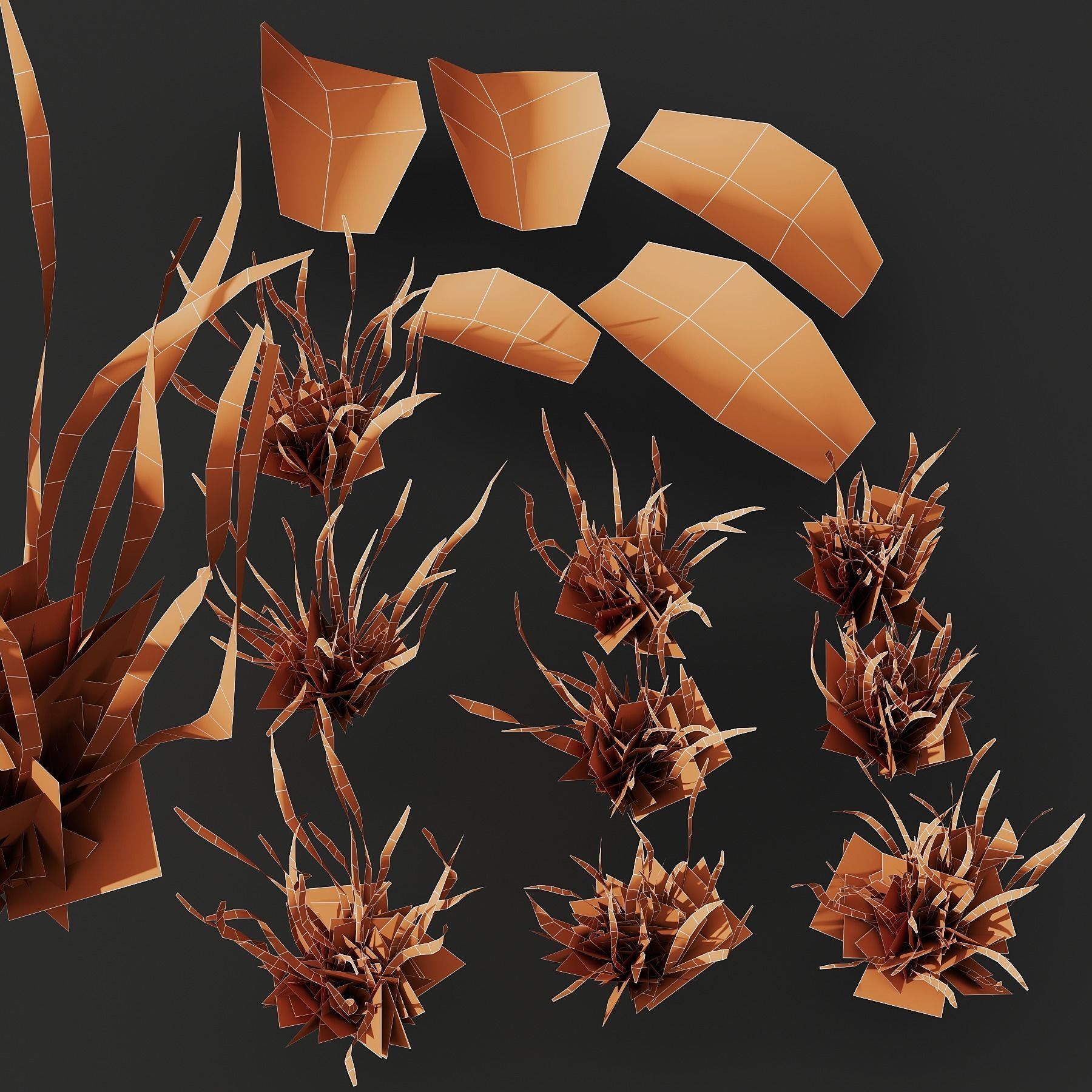 Grass Field Abstract Growing Summer 3D model_3