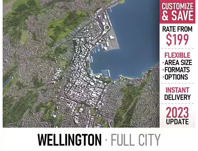 Wellington - 3D City Model Low-poly 3D model