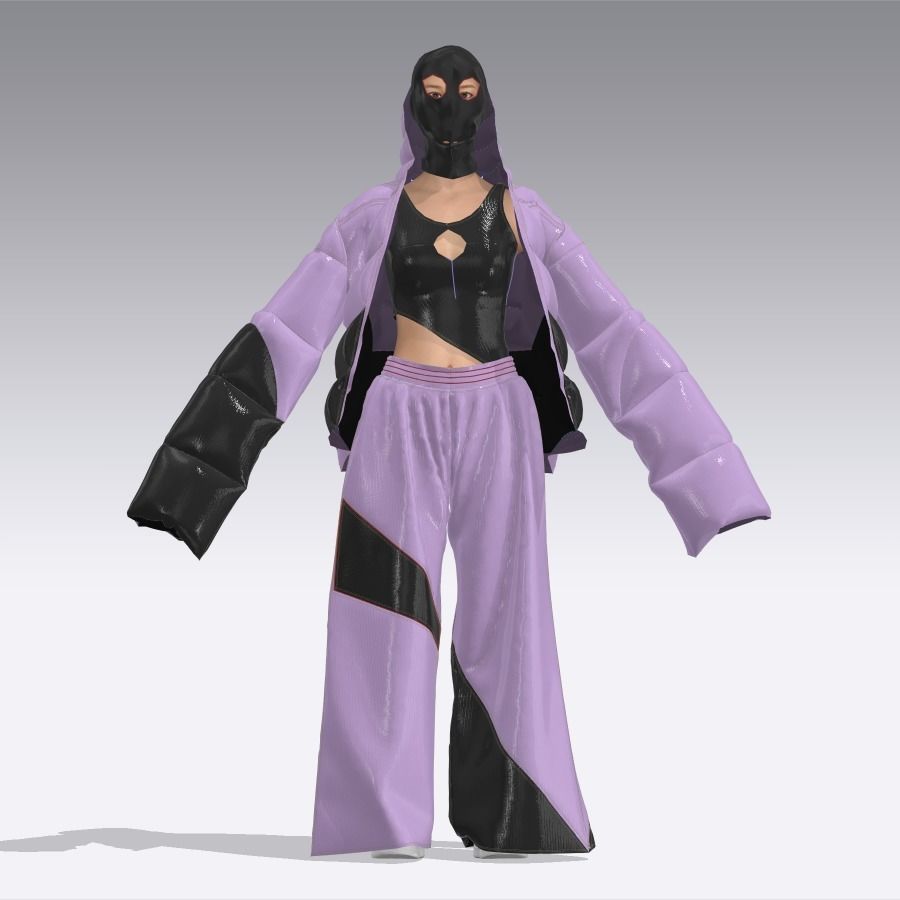 puffy jacket Cloth Garment nilon Fashion 3D model 3D model Low-poly 3D model_32