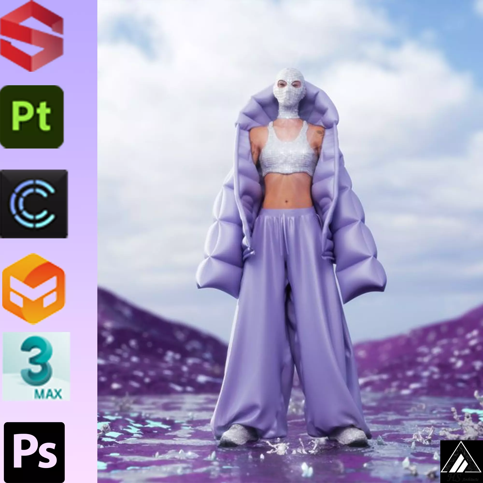 puffy jacket Cloth Garment nilon Fashion 3D model 3D model Low-poly 3D model_0