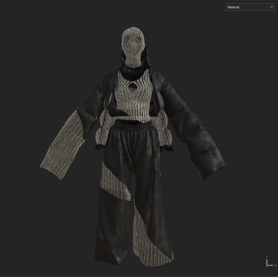 puffy jacket Cloth Garment nilon Fashion 3D model 3D model Low-poly 3D model_35