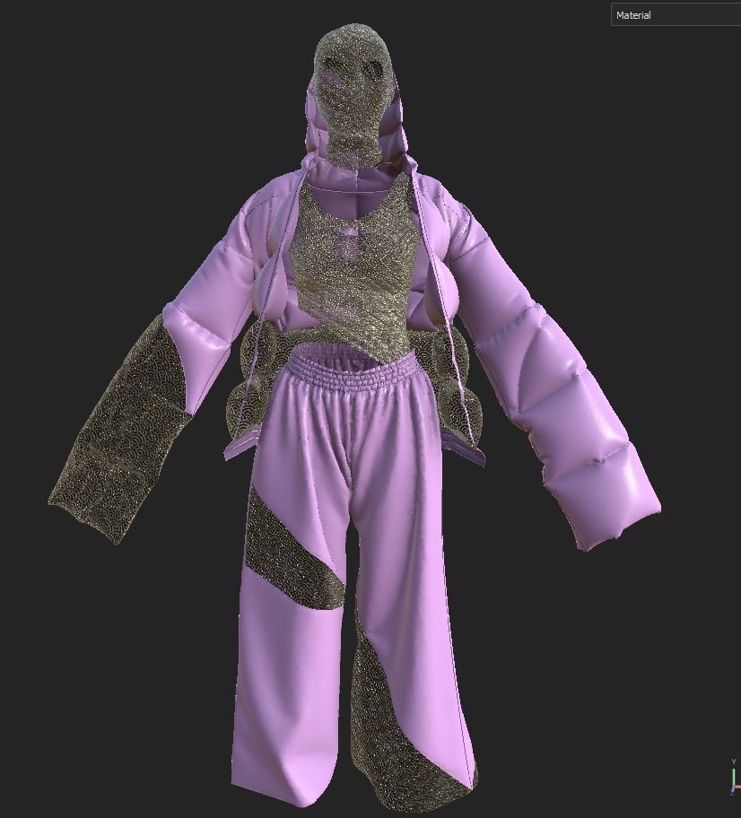 puffy jacket Cloth Garment nilon Fashion 3D model 3D model Low-poly 3D model_48