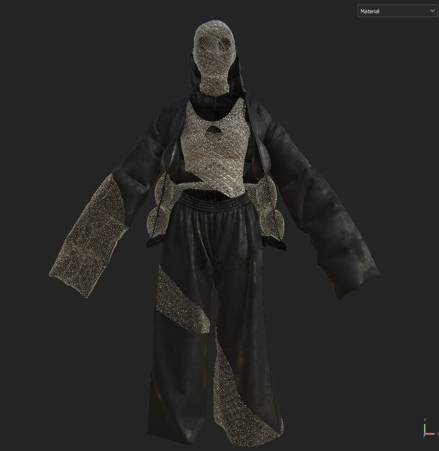 puffy jacket Cloth Garment nilon Fashion 3D model 3D model Low-poly 3D model_22