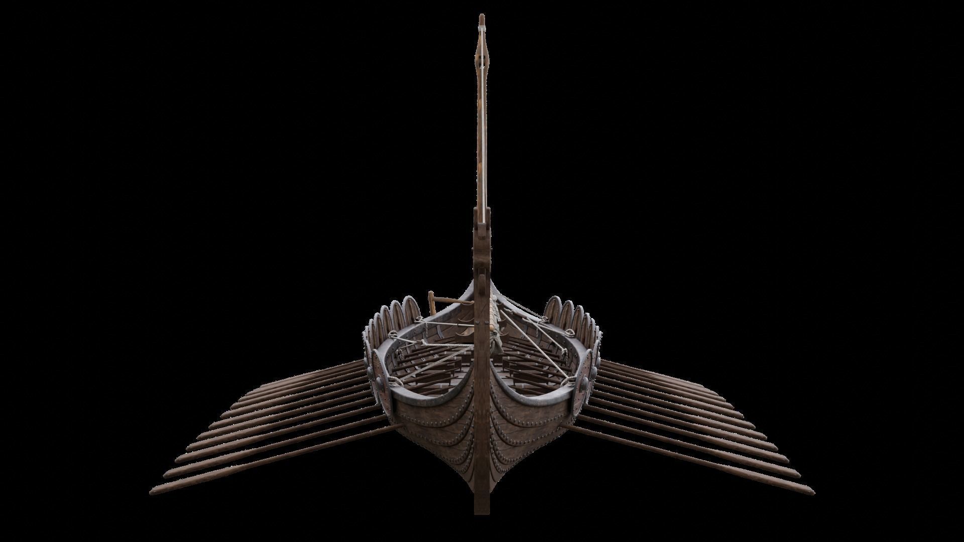 Viking realistic longship- Karvi- boat game-ready Low-poly 3D model_11