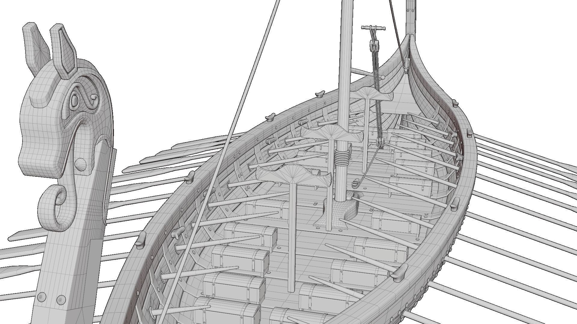 Viking realistic longship- Karvi- boat game-ready Low-poly 3D model_18