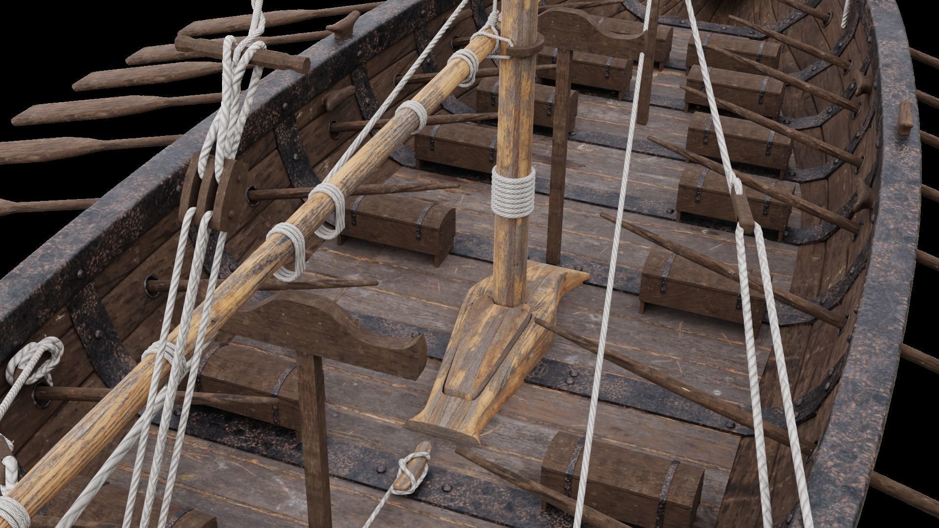 Viking realistic longship- Karvi- boat game-ready Low-poly 3D model_27