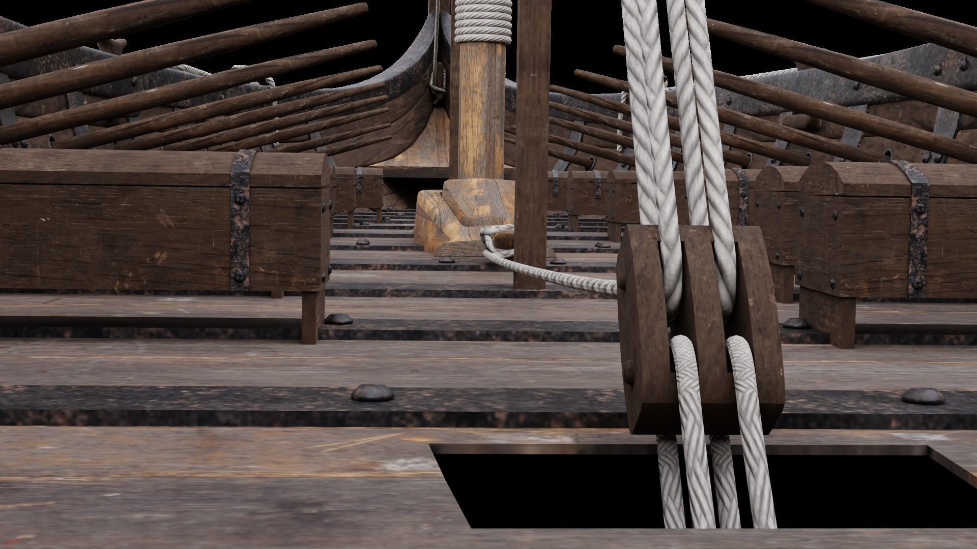 Viking realistic longship- Karvi- boat game-ready Low-poly 3D model_31