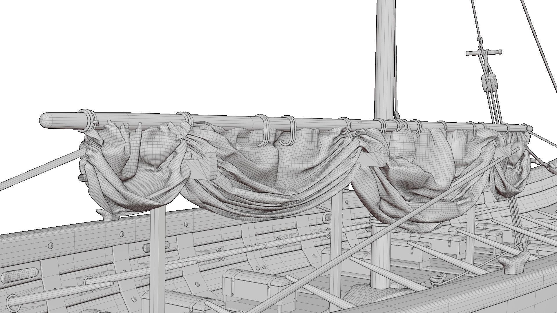 Viking realistic longship- Karvi- boat game-ready Low-poly 3D model_24