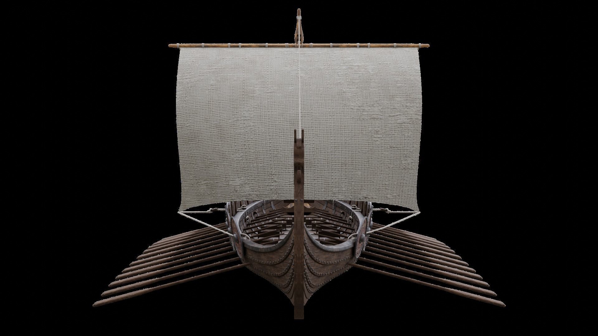Viking realistic longship- Karvi- boat game-ready Low-poly 3D model_3