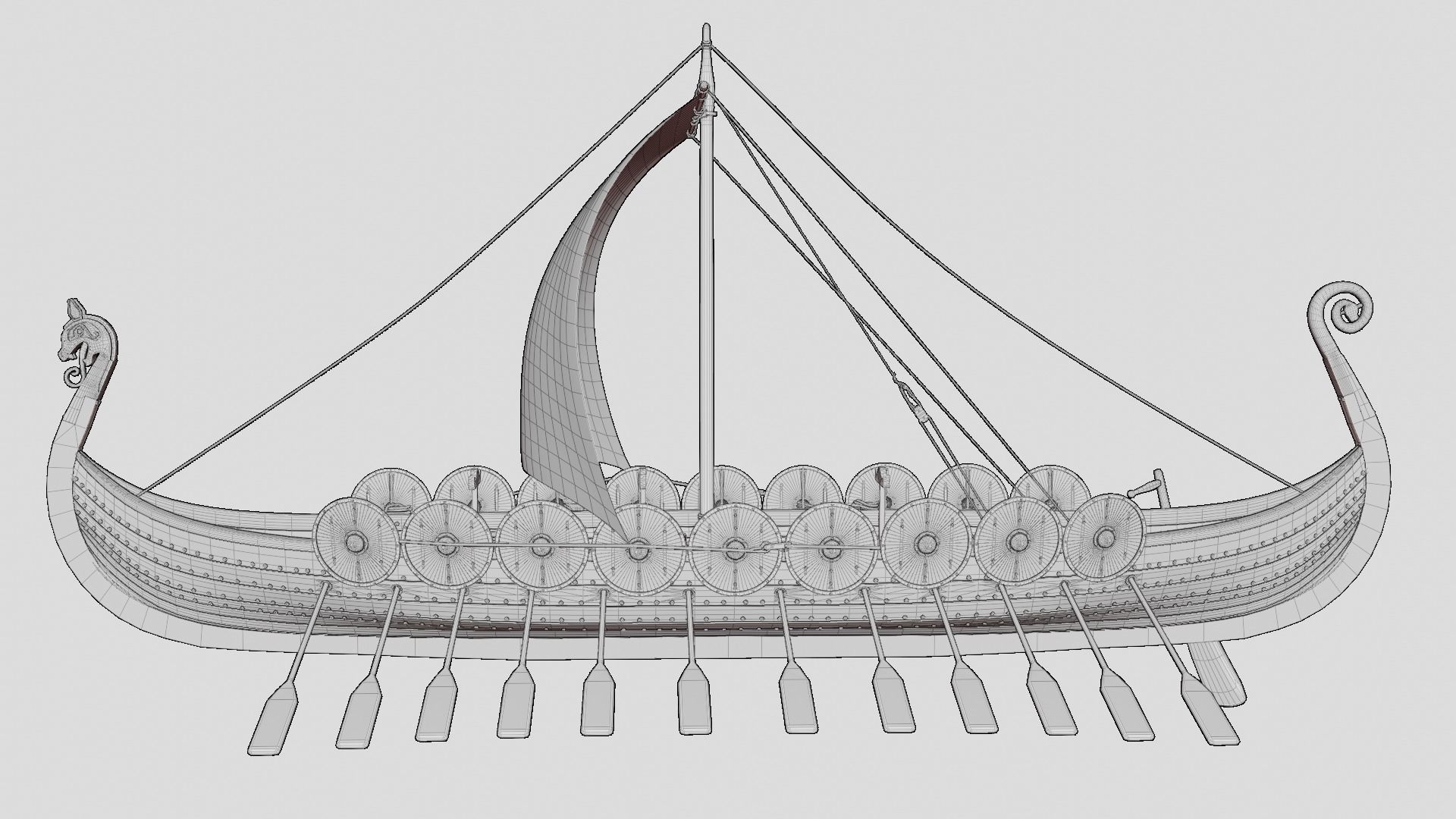 Viking realistic longship- Karvi- boat game-ready Low-poly 3D model_8