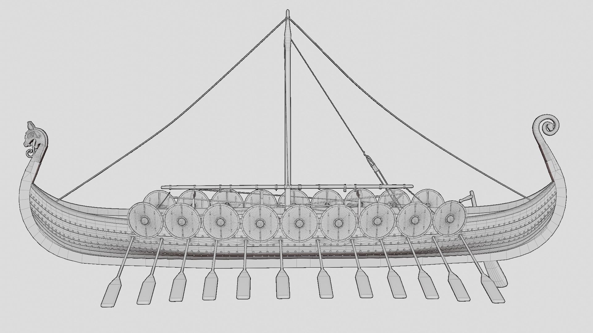 Viking realistic longship- Karvi- boat game-ready Low-poly 3D model_16