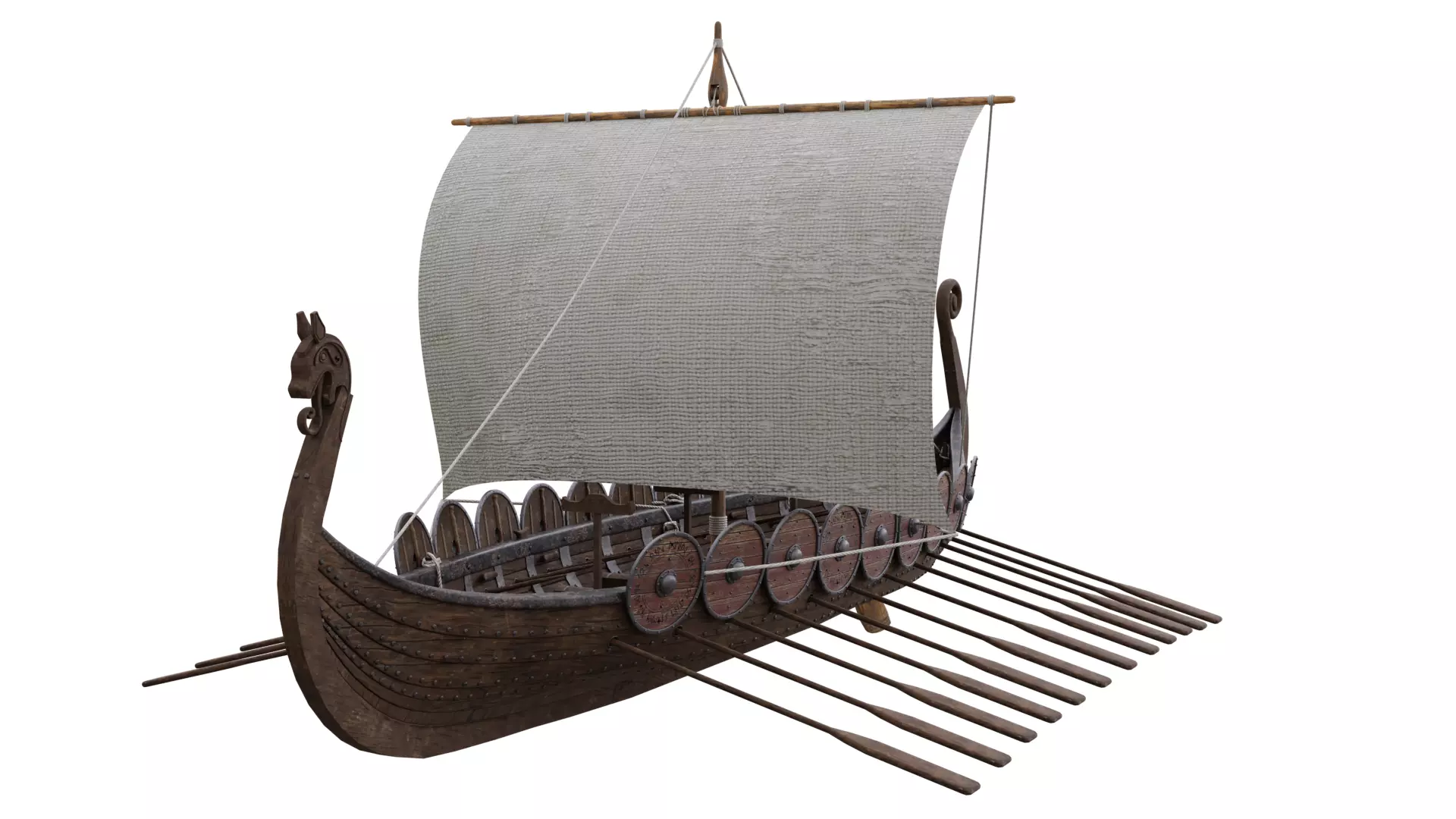 Viking realistic longship- Karvi- boat game-ready Low-poly 3D model_0