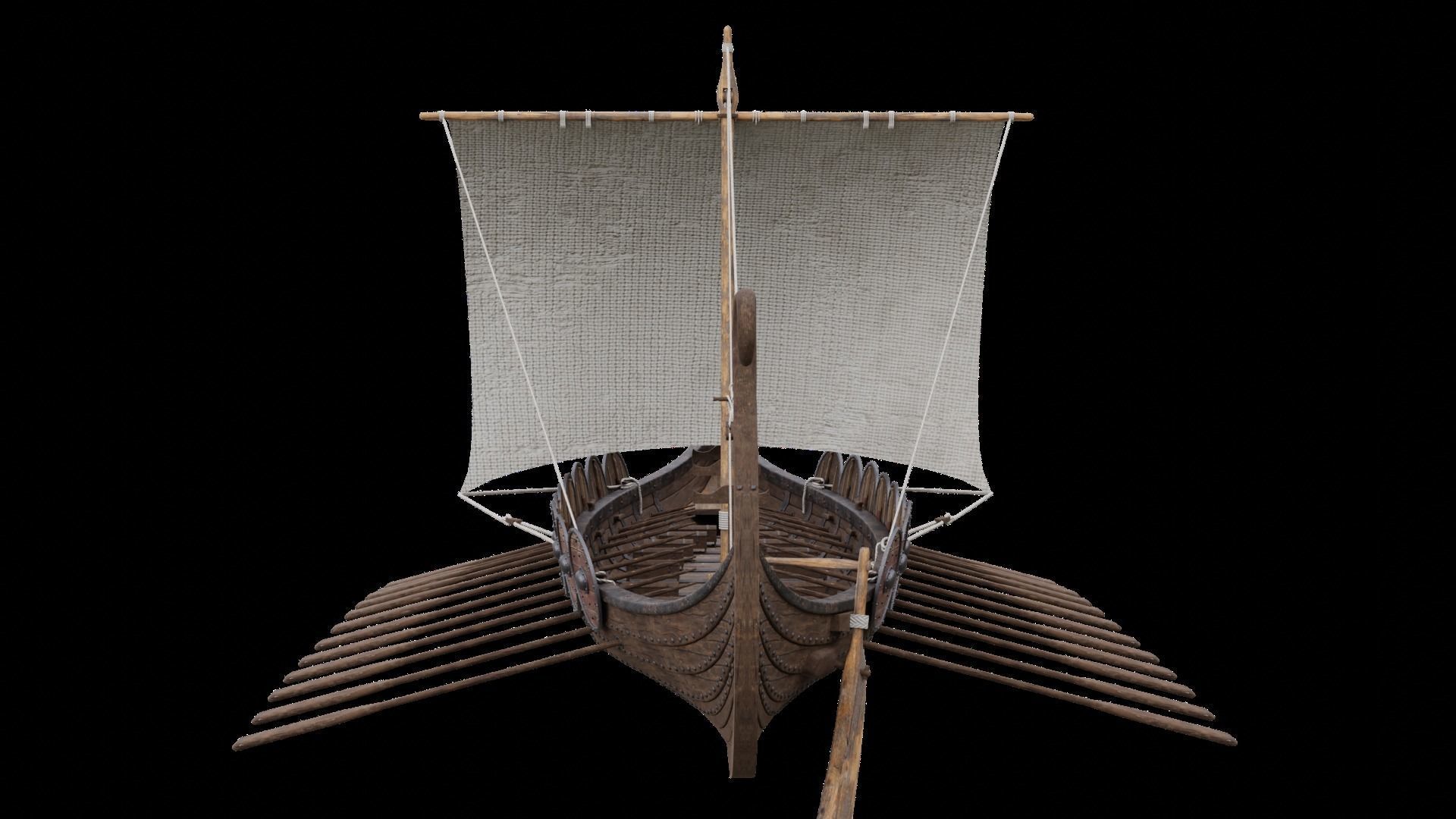 Viking realistic longship- Karvi- boat game-ready Low-poly 3D model_9