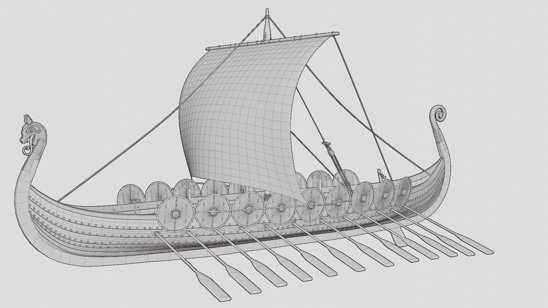 Viking realistic longship- Karvi- boat game-ready Low-poly 3D model_6