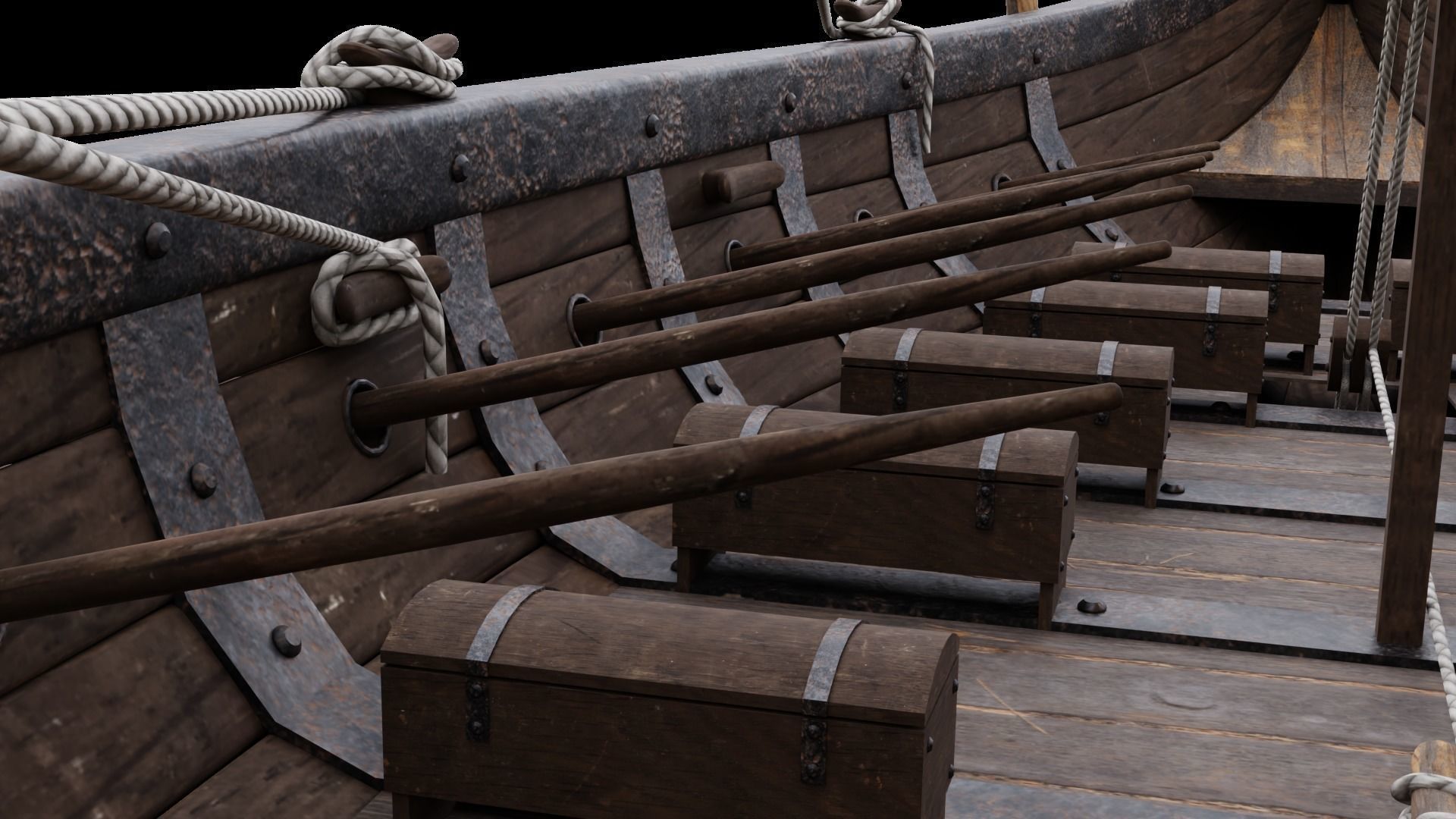 Viking realistic longship- Karvi- boat game-ready Low-poly 3D model_25