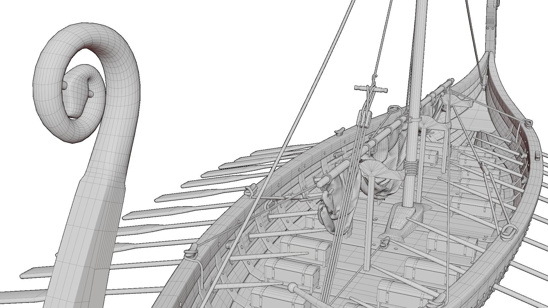 Viking realistic longship- Karvi- boat game-ready Low-poly 3D model_22