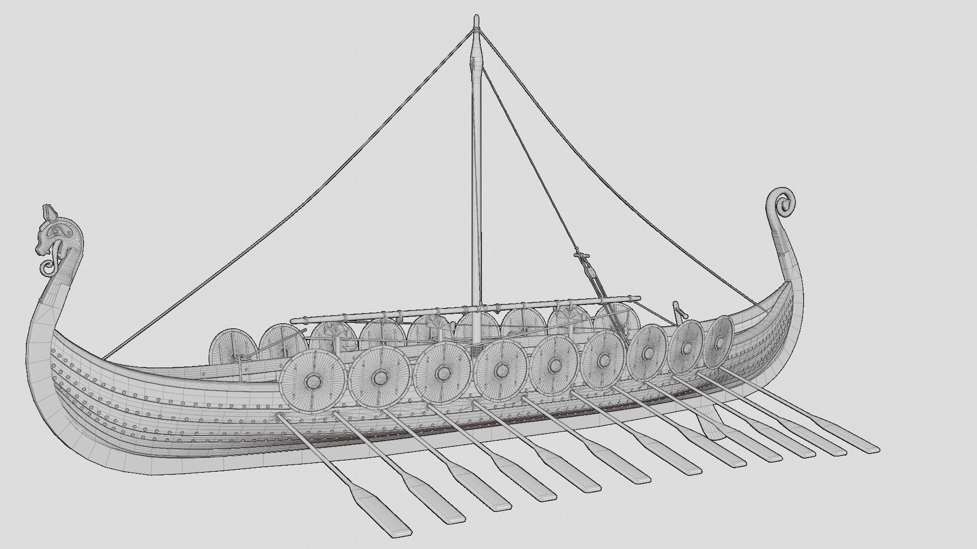 Viking realistic longship- Karvi- boat game-ready Low-poly 3D model_14