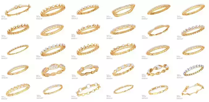 60 3d Bangle Jewellery With Details  Models bulk 3D print model