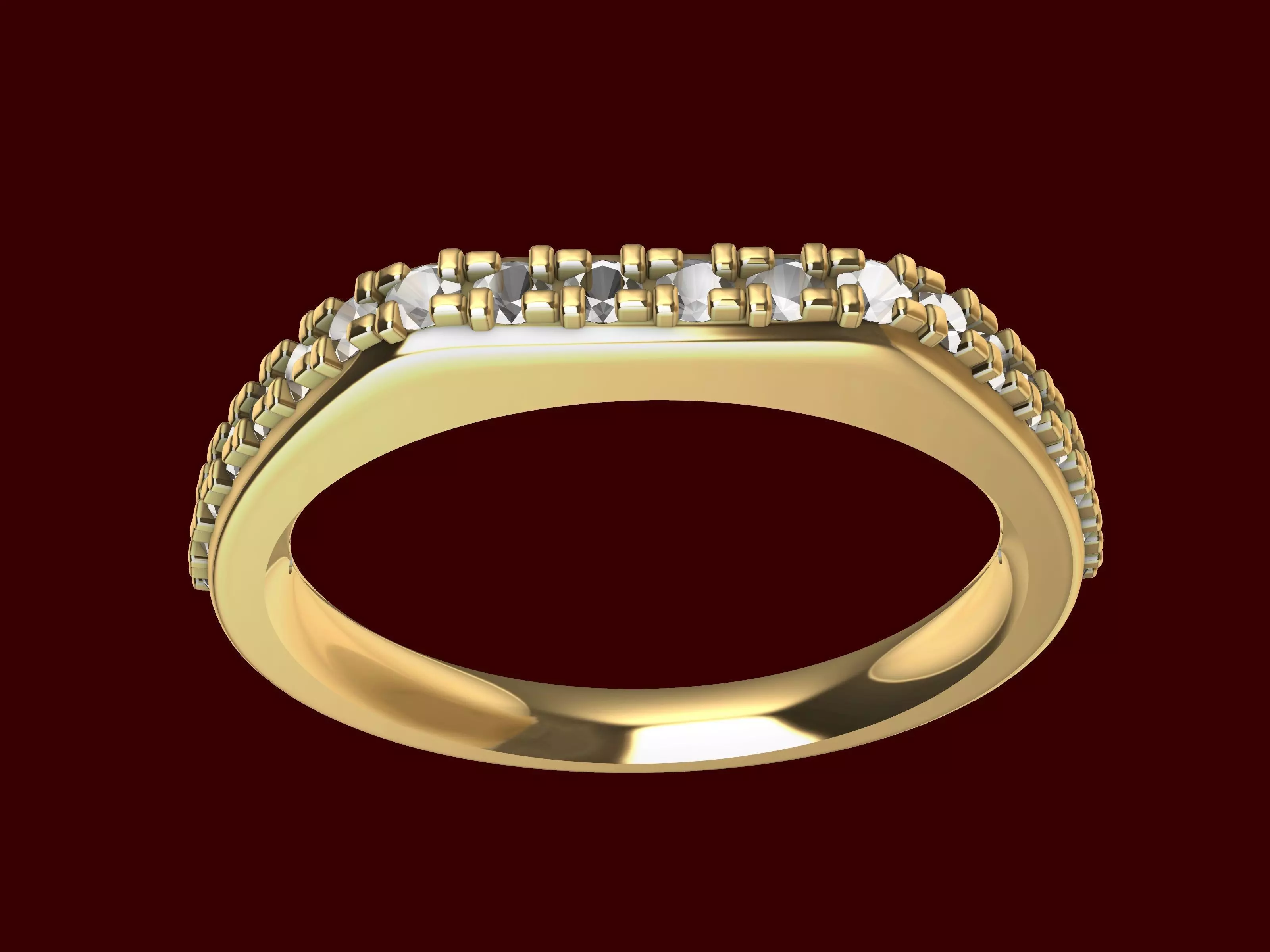 Designer Square Prongs Shank Ring 3D print model