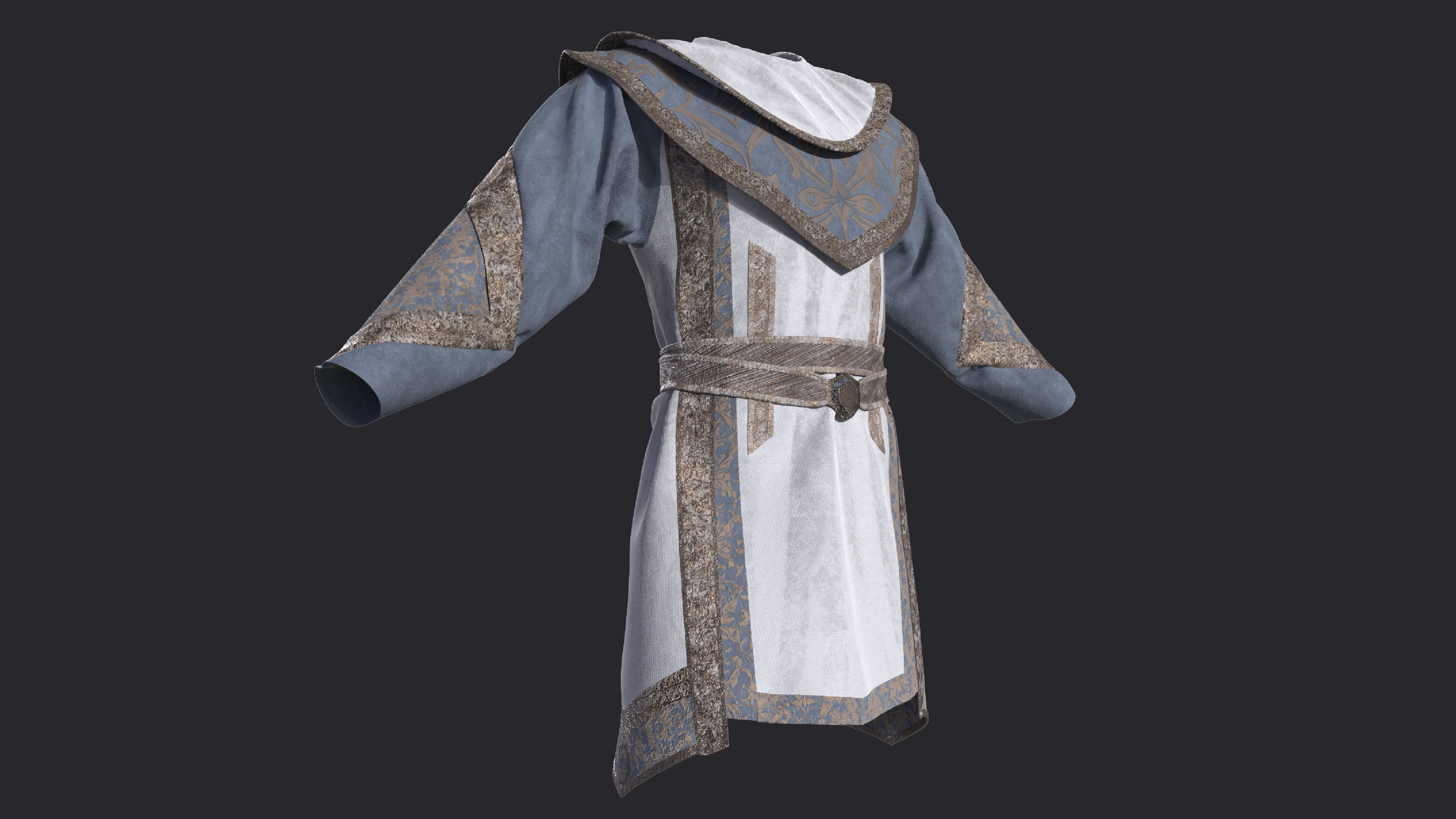 Medieval tunic male clothes 3D model_5