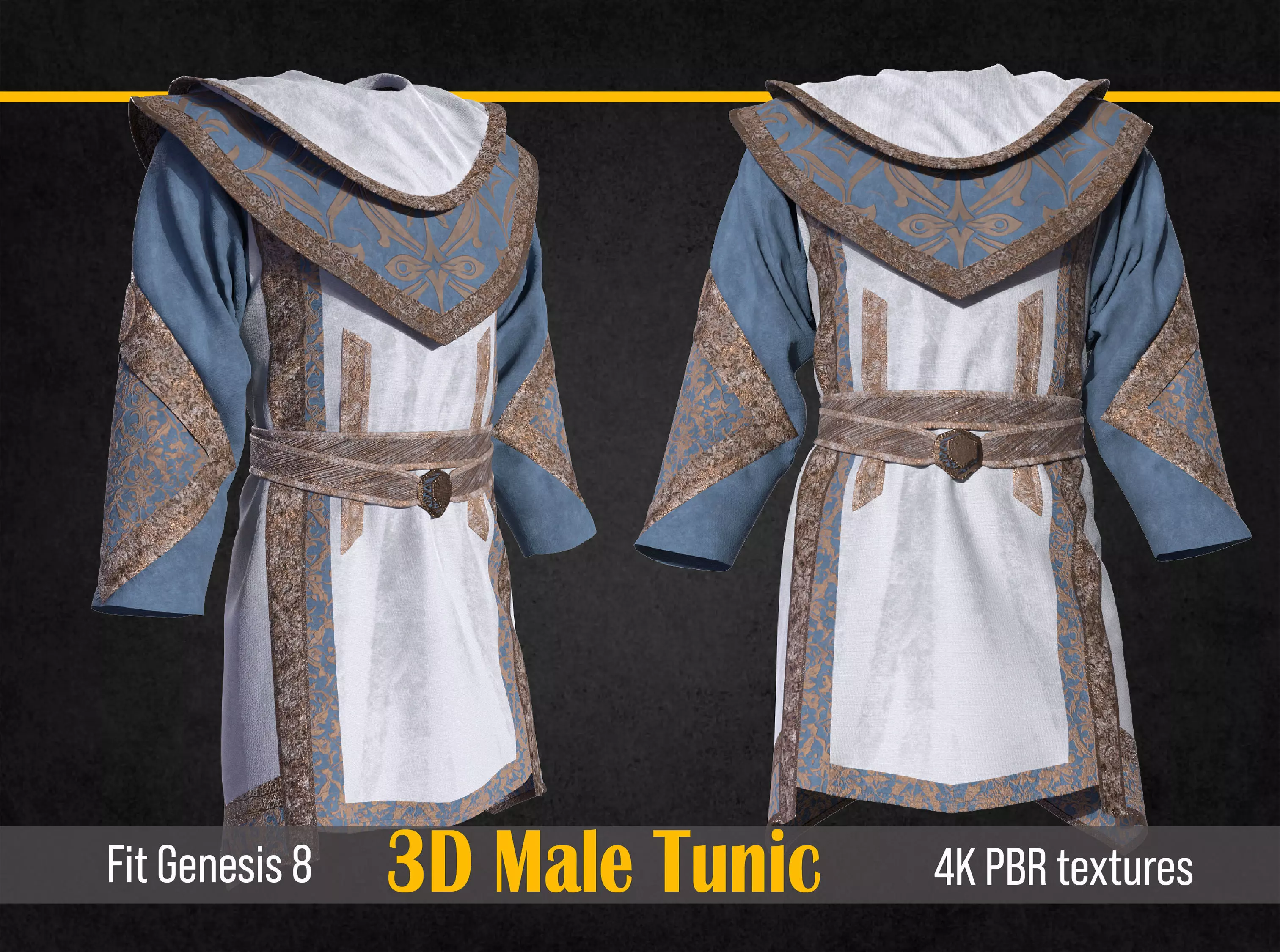 Medieval tunic male clothes 3D model_0
