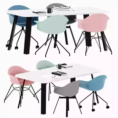 Meet chairs 4 types of legs and office table 