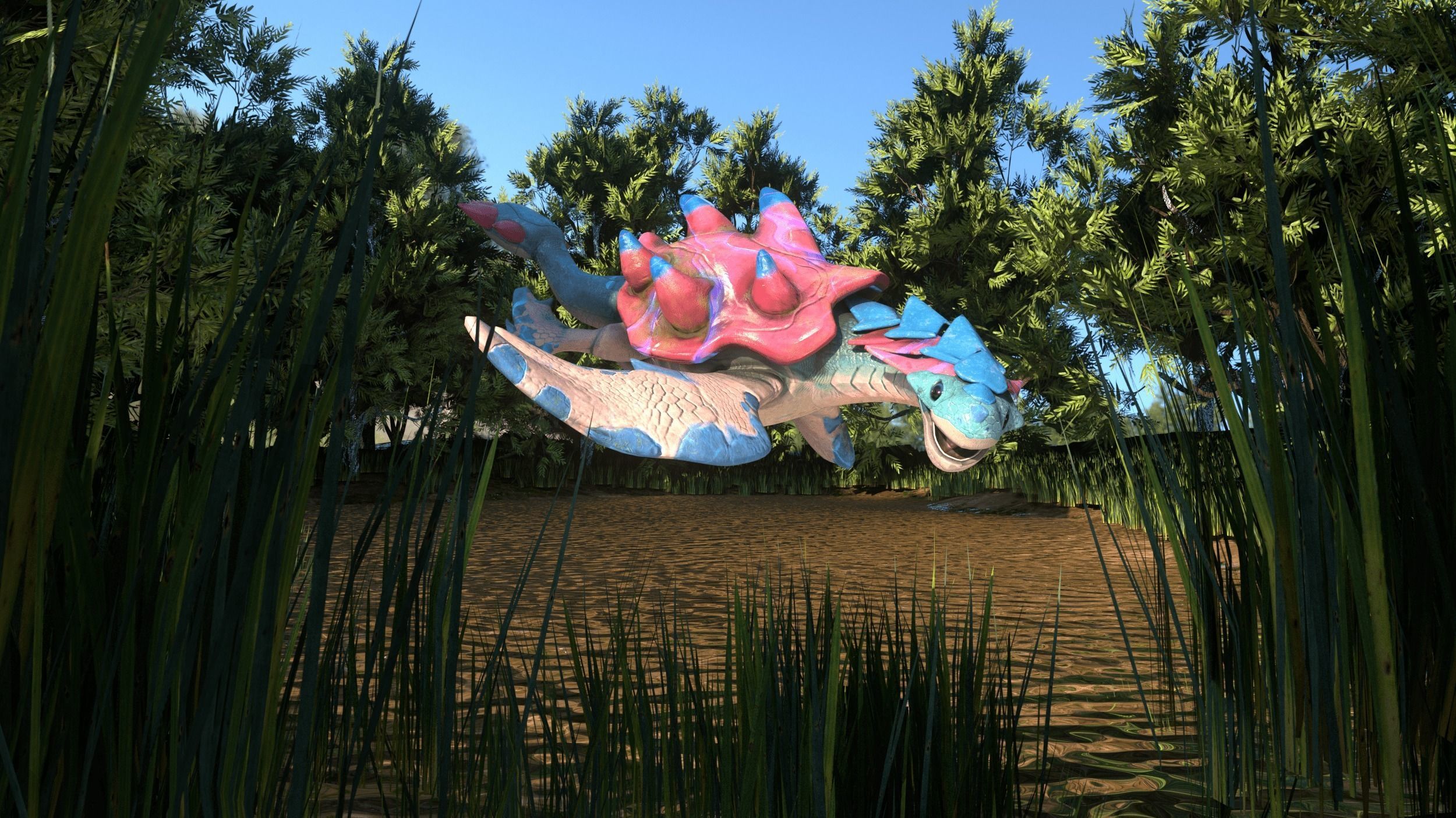 Turtle Dragon Low-poly 3D model_4