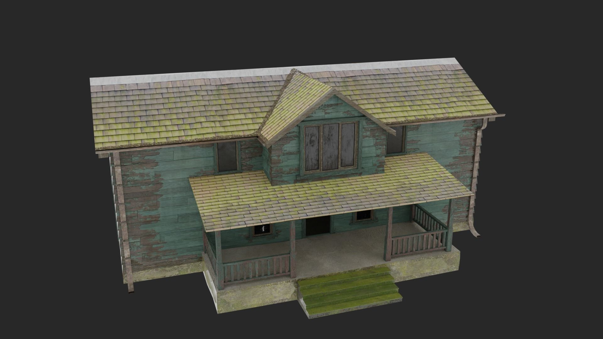 Old Abandoned Realisltic House Low-poly 3D model_4
