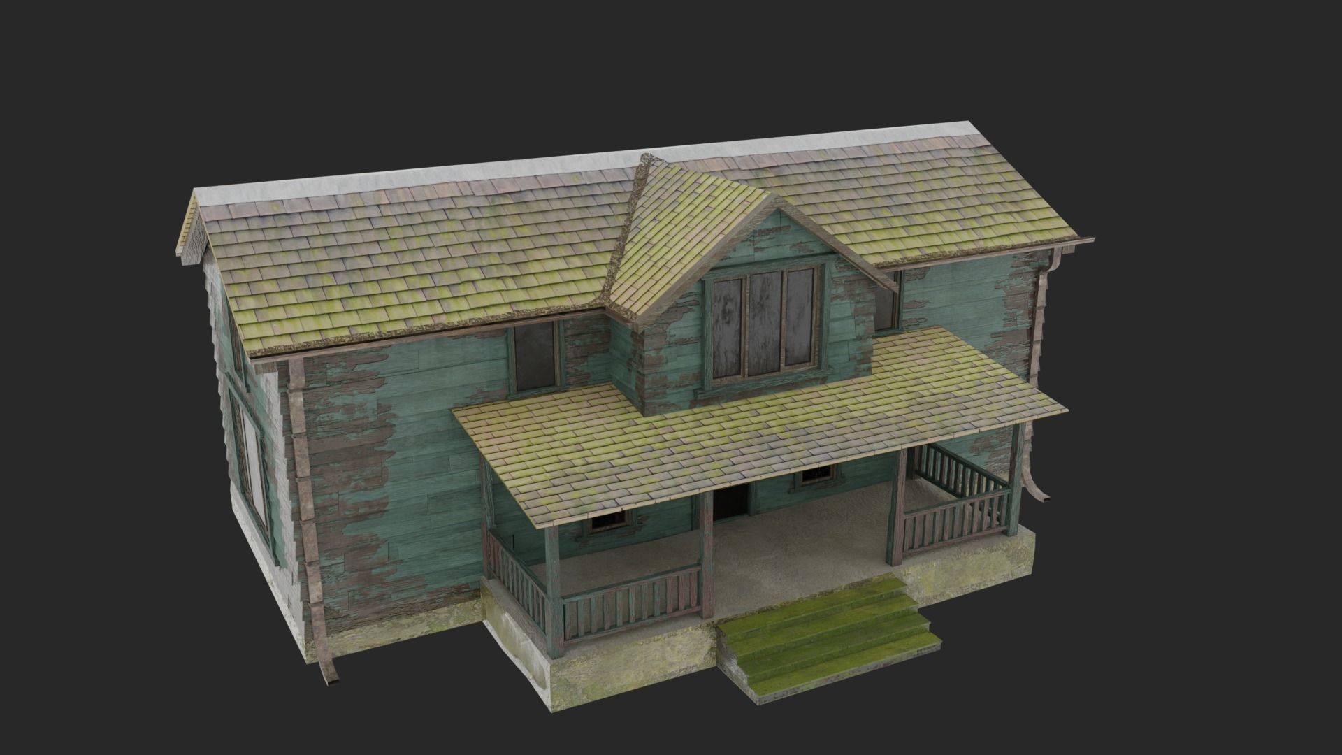 Old Abandoned Realisltic House Low-poly 3D model_7