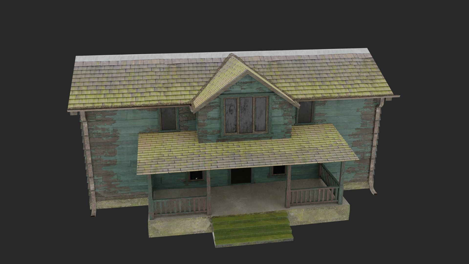 Old Abandoned Realisltic House Low-poly 3D model_30