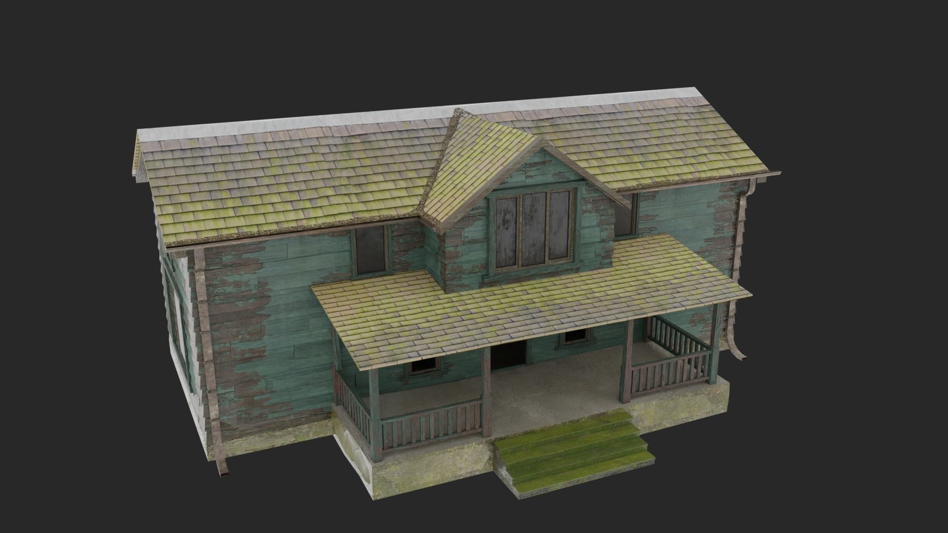 Old Abandoned Realisltic House Low-poly 3D model_6