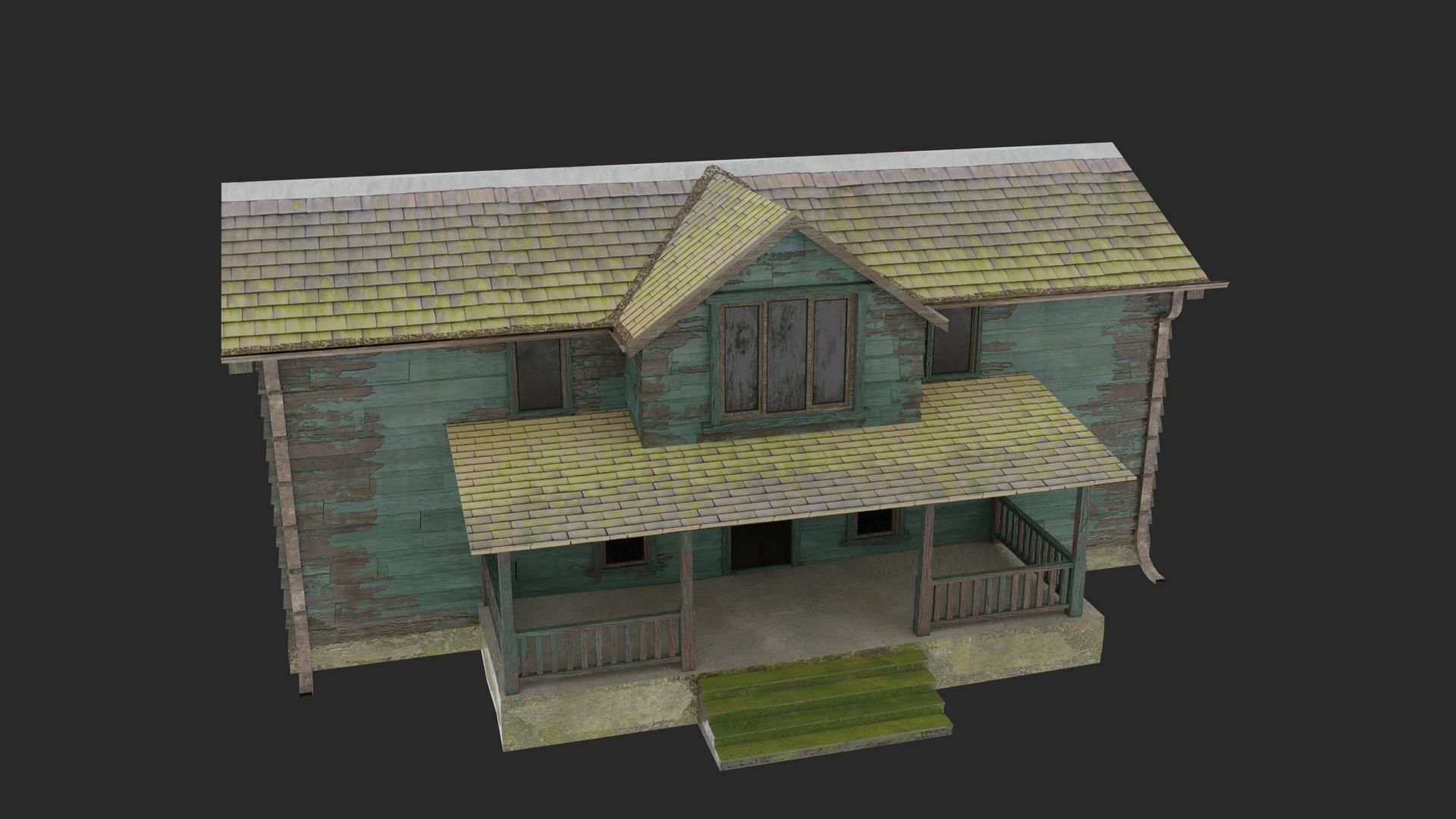 Old Abandoned Realisltic House Low-poly 3D model_3