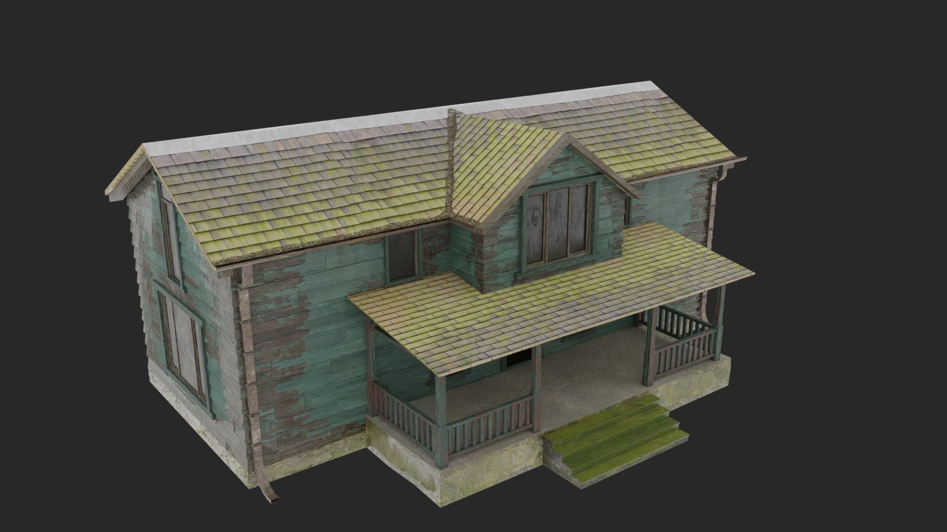 Old Abandoned Realisltic House Low-poly 3D model_26