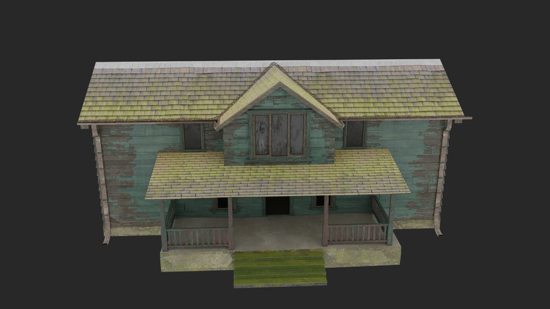 Old Abandoned Realisltic House Low-poly 3D model_28