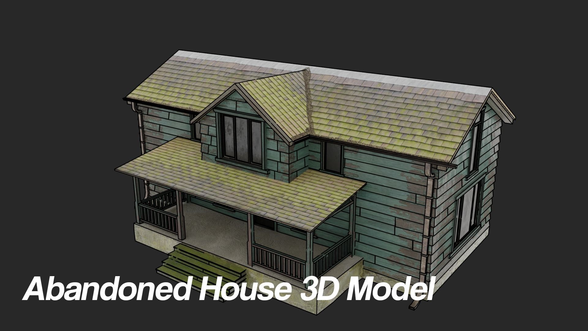 Old Abandoned Realisltic House Low-poly 3D model_12