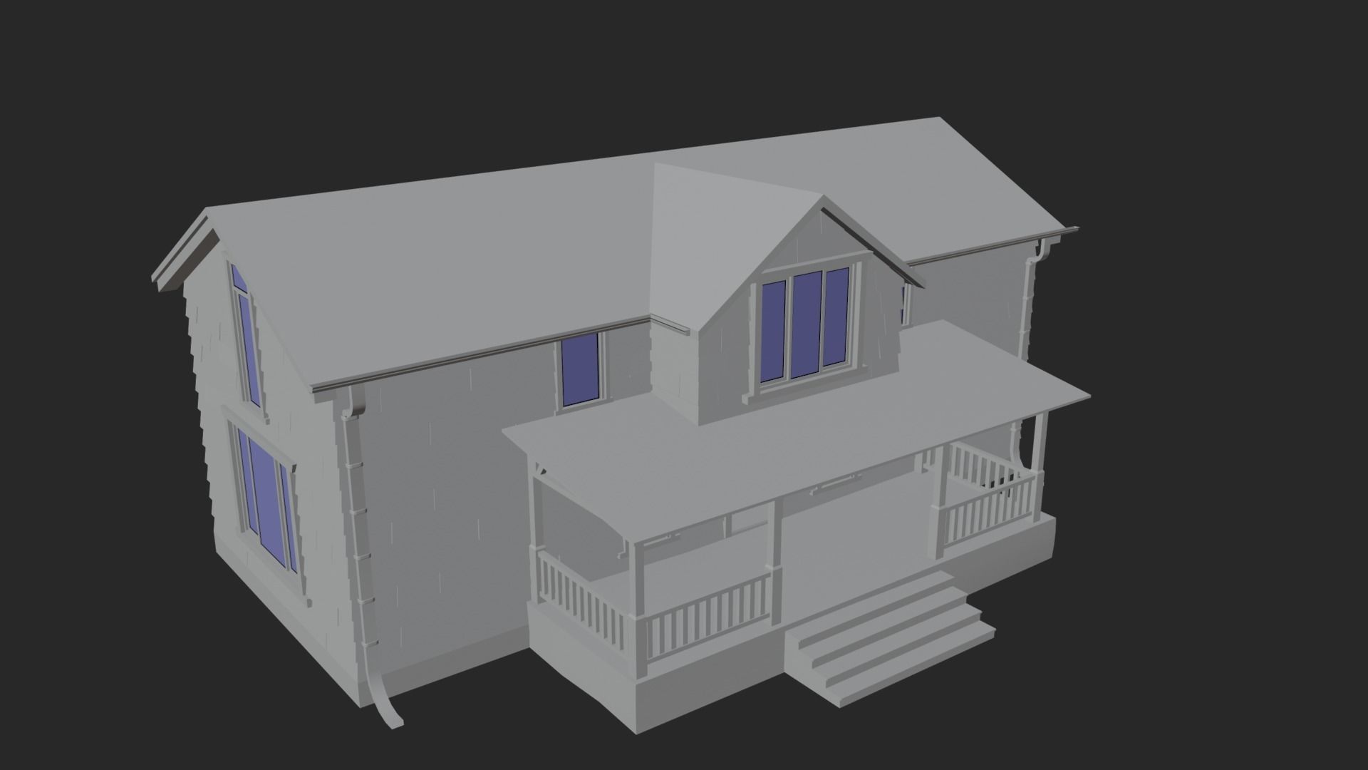 Old Abandoned Realisltic House Low-poly 3D model_10