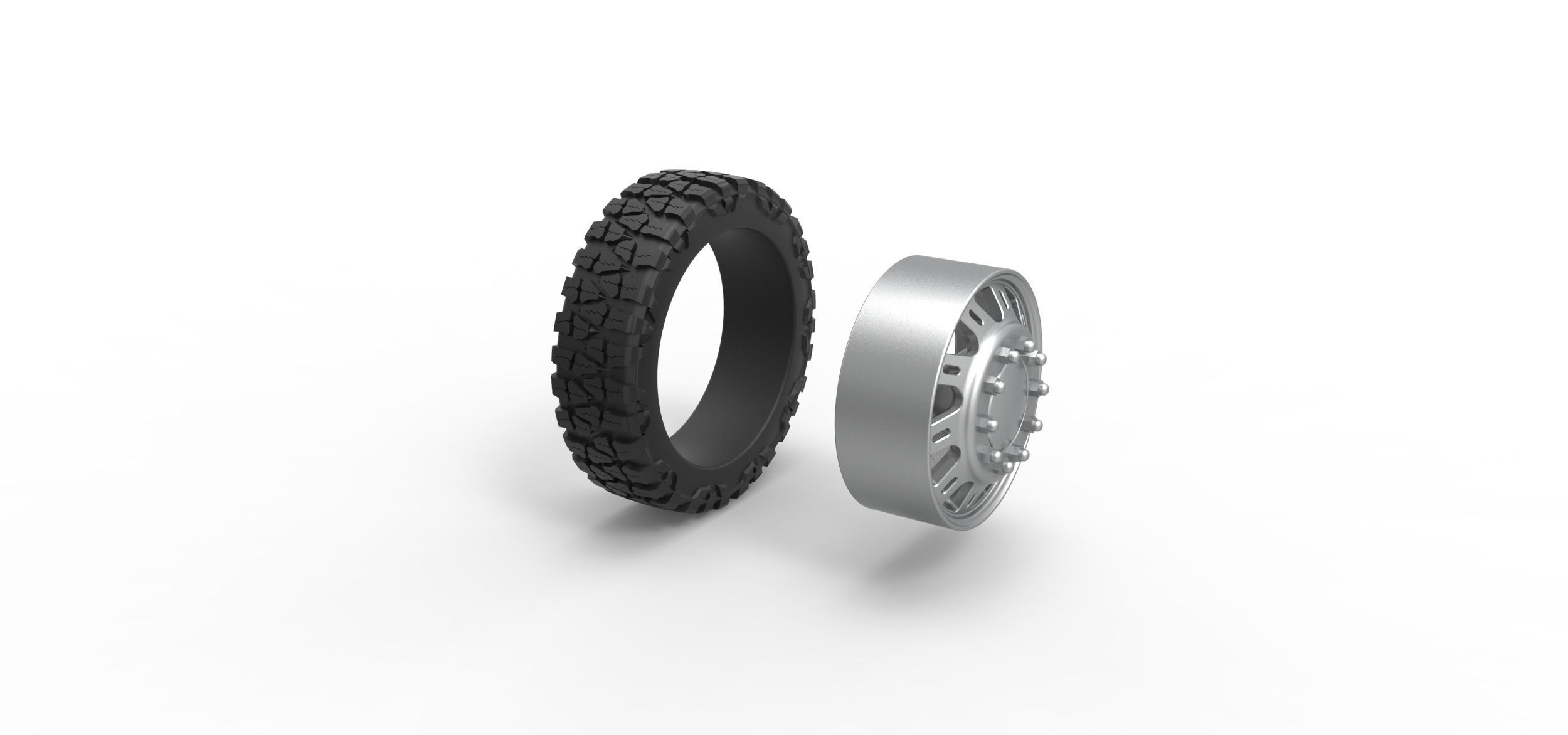 Front semi wheel for pickup V19 Scale 1 to 25 3D print model_8