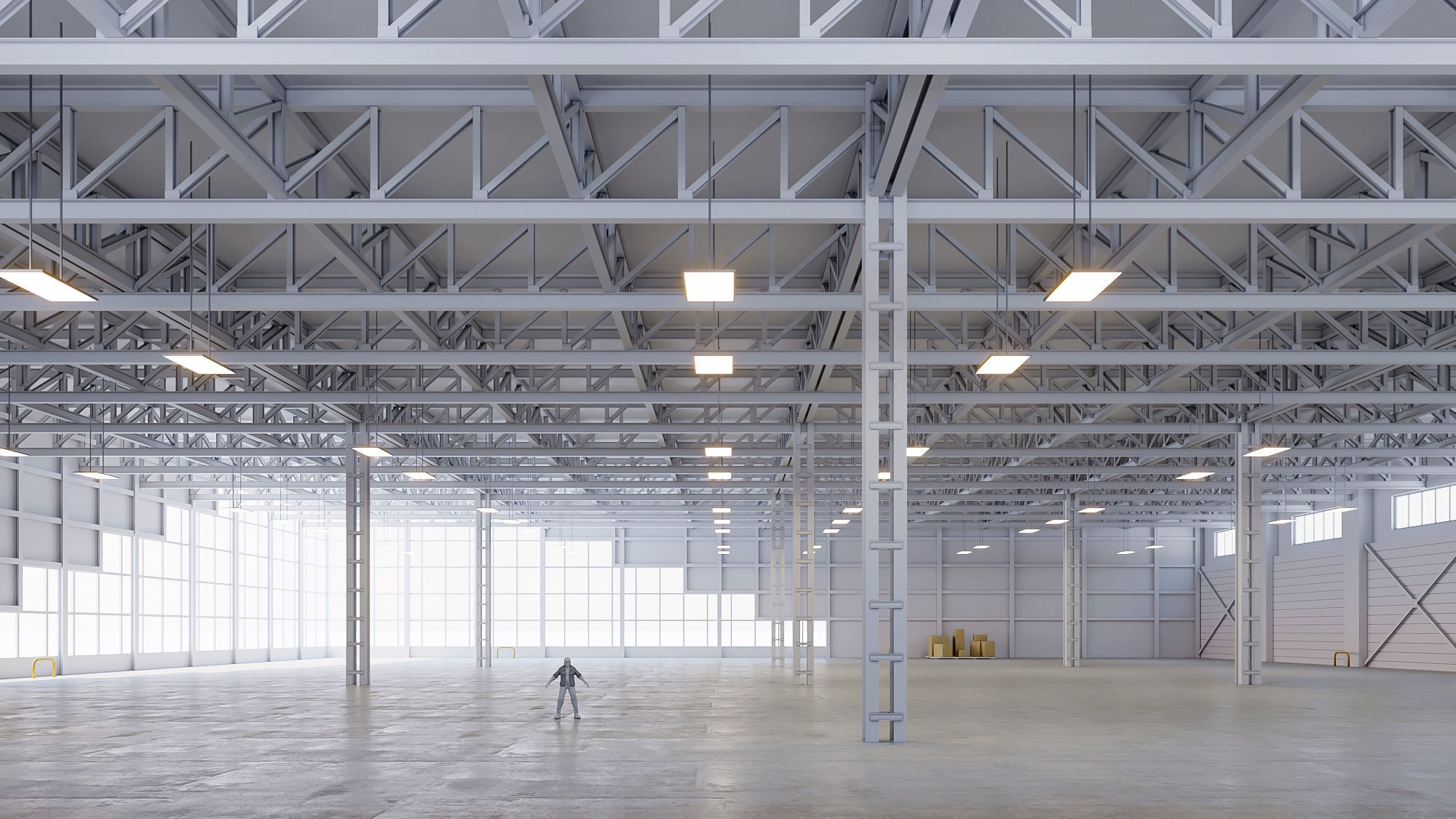 Low poly warehouse 12 Low-poly 3D model_2