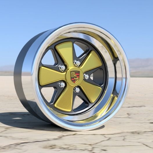 PORSCHE FUCHS RIMS 18 INCH WITH ADVAN TIRES FOR SCALE MODELS  3D print model_3