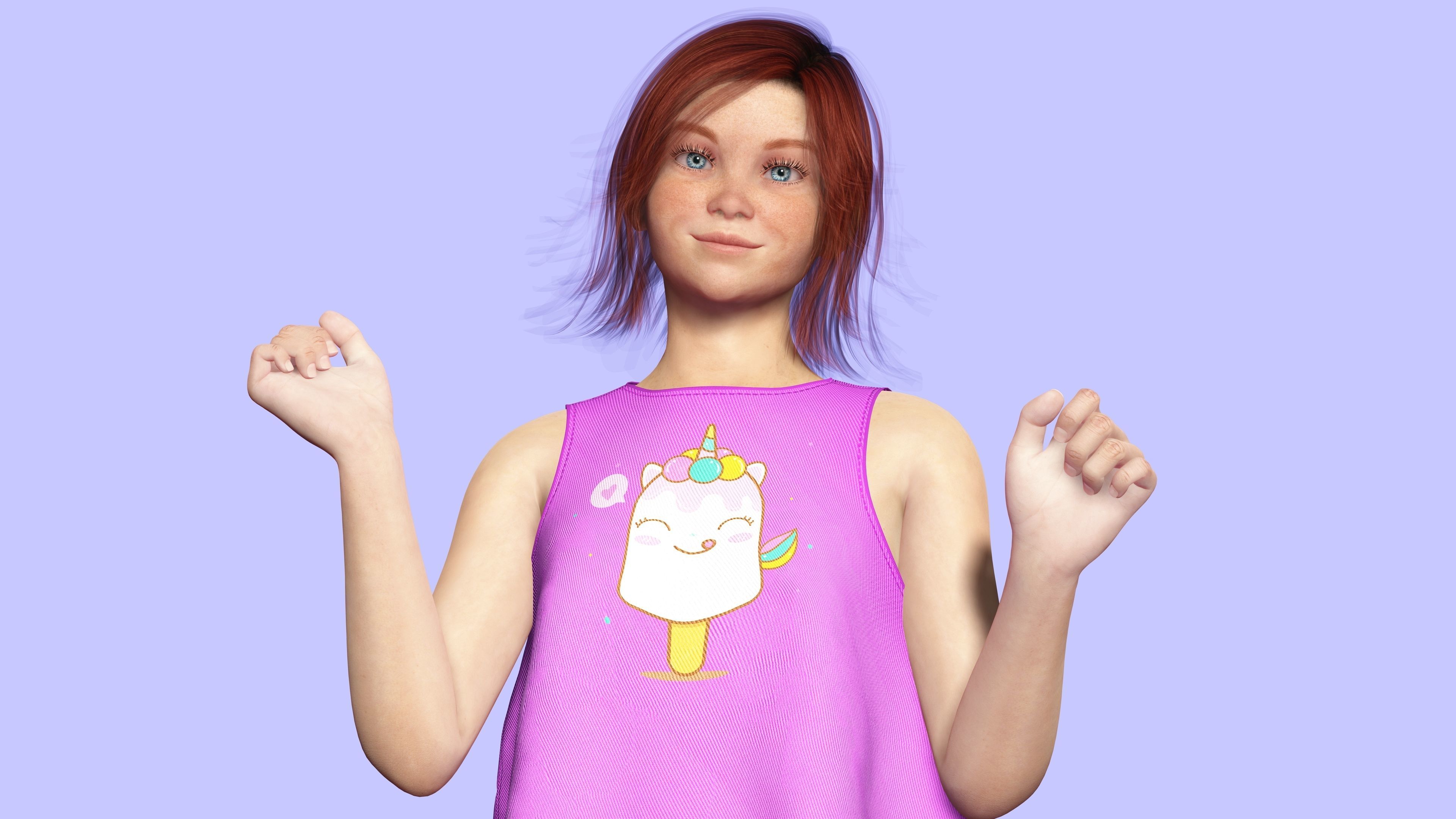 Jesyka-Realistic girl Low-poly 3D model_10