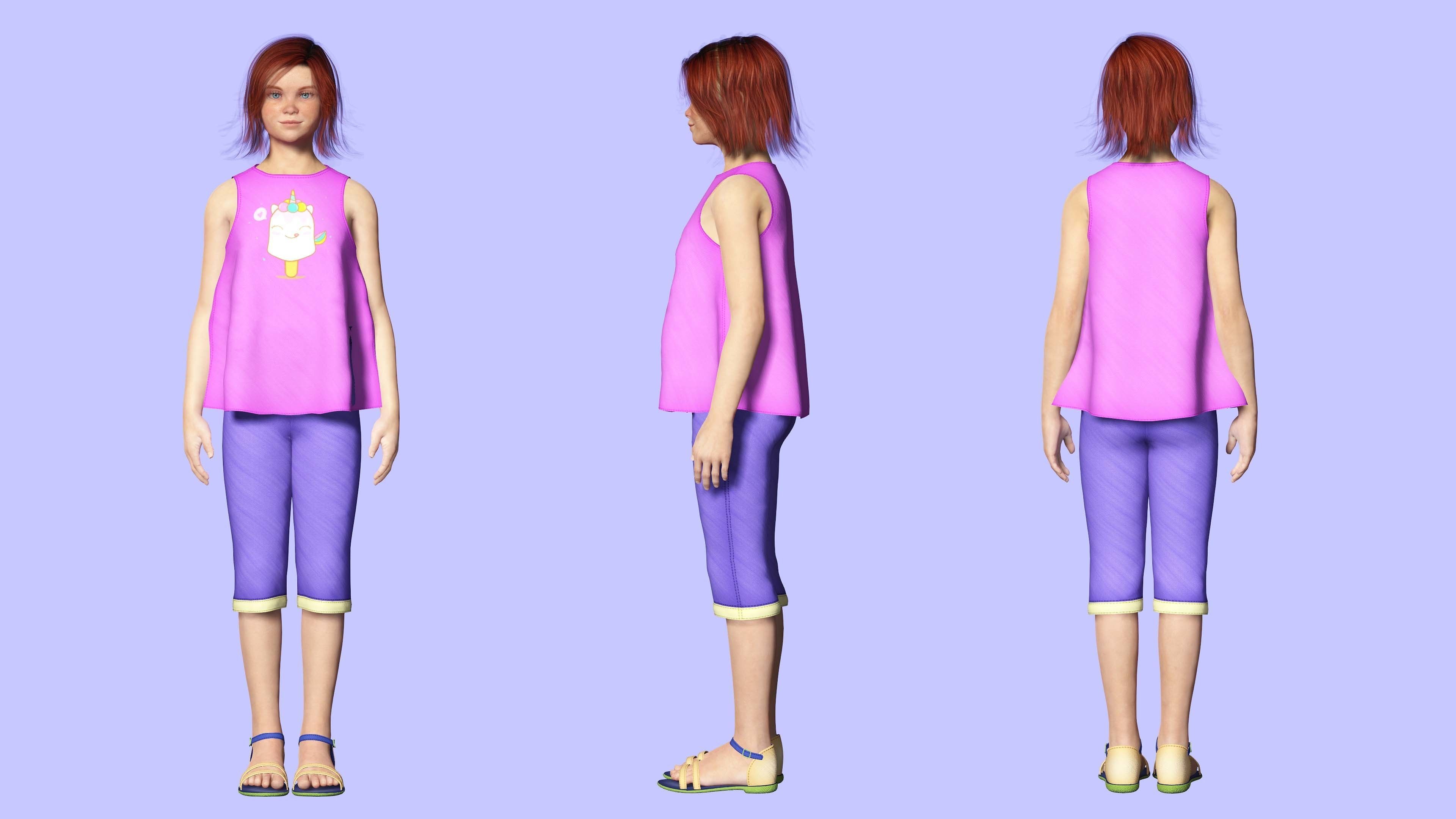 Jesyka-Realistic girl Low-poly 3D model_3