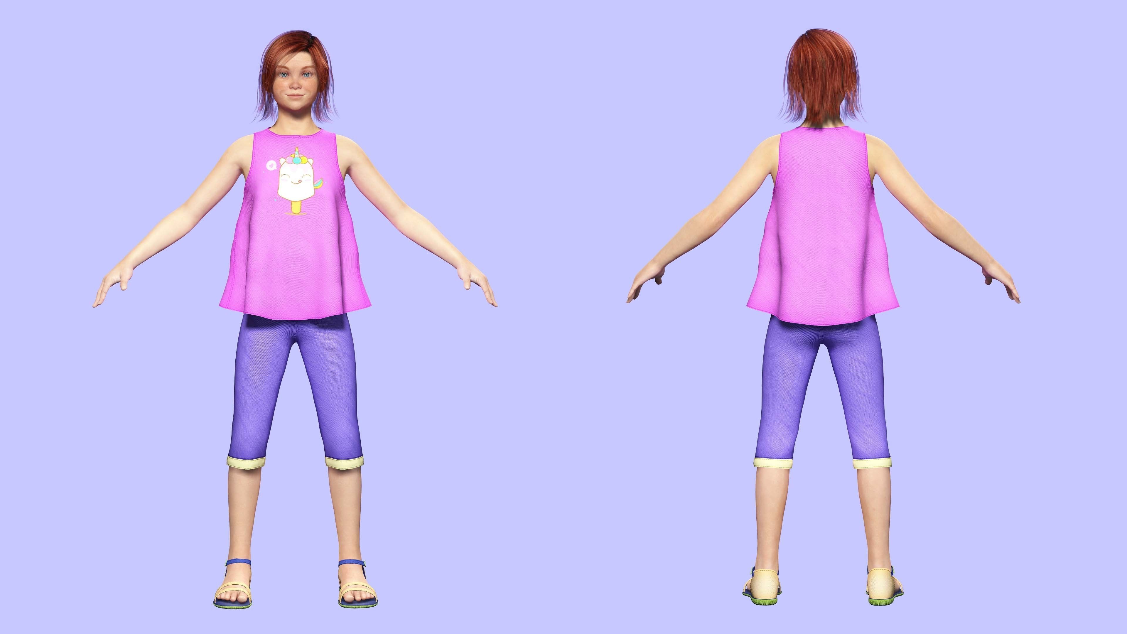 Jesyka-Realistic girl Low-poly 3D model_1