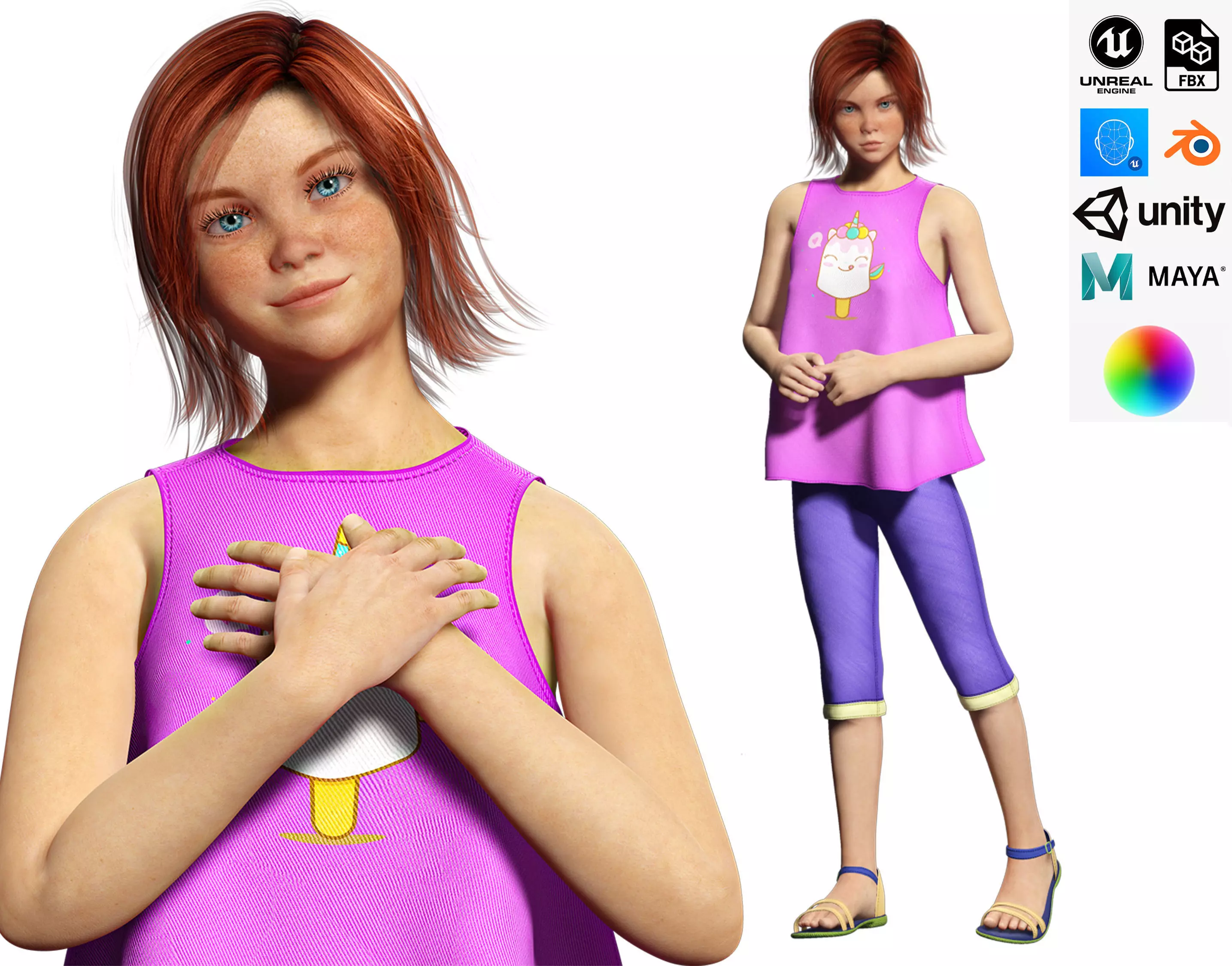 Jesyka-Realistic girl Low-poly 3D model_0