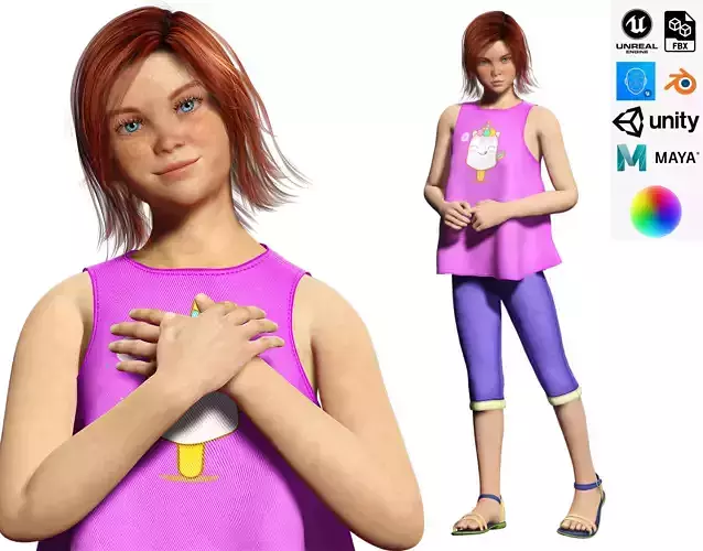 Jesyka-Realistic girl Low-poly 3D model